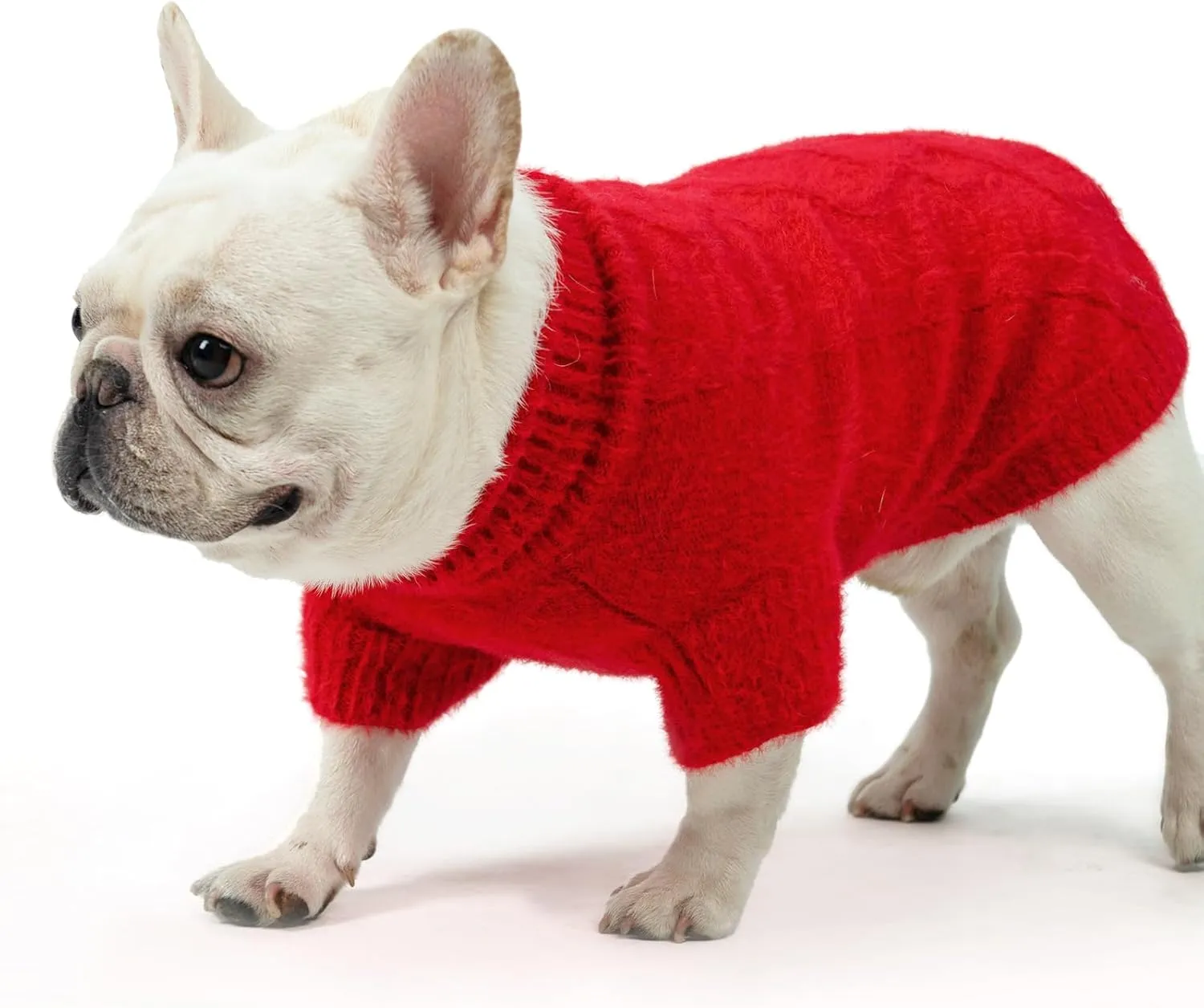KOOLTAIL Dog Sweater, Fuzzy Thick Super Soft Warm Dog Christmas Sweater Turtleneck Pullover for Cold Weather, Knitted Fleece Pet Fall Clothes Coats for Small Medium Large Dogs Girls Boys, Red M