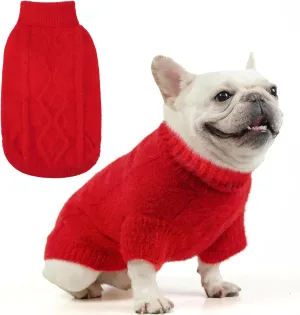 KOOLTAIL Dog Sweater, Fuzzy Thick Super Soft Warm Dog Christmas Sweater Turtleneck Pullover for Cold Weather, Knitted Fleece Pet Fall Clothes Coats for Small Medium Large Dogs Girls Boys, Red M