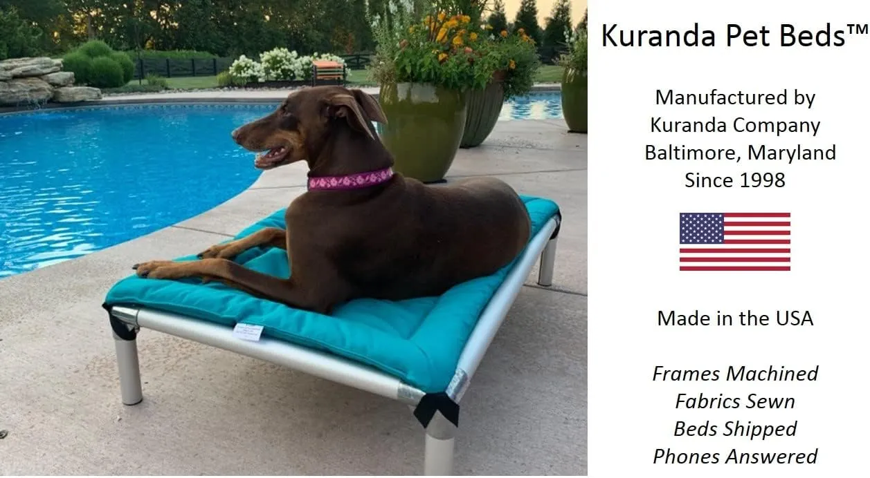 Kuranda Chewproof Crate Bed - Silver Aluminum - 50" x 36" - Cordura - Smoke