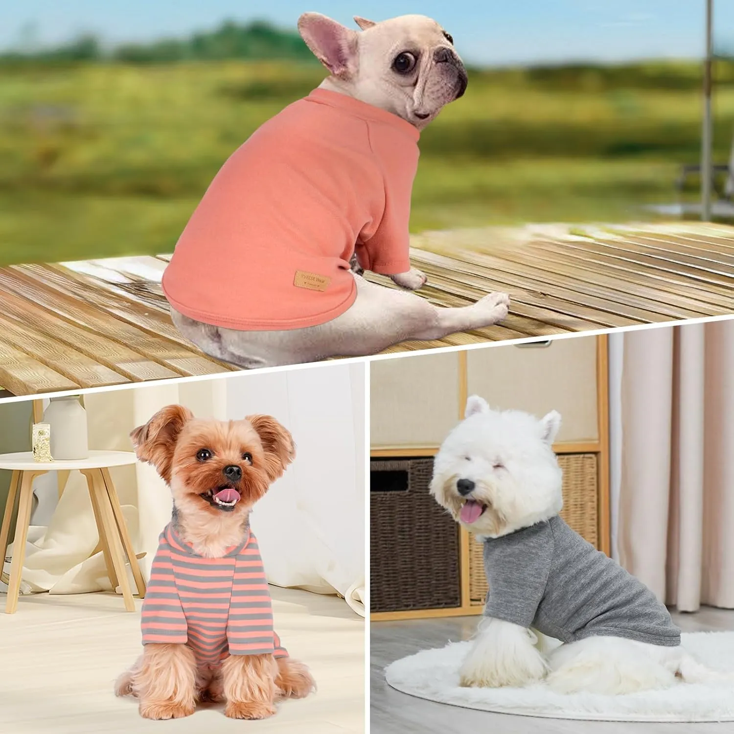 KYEESE 3Pack Dog Sweaters Dachshund Clothes Fleece Comfort Coats Pullover Soft Stretchy for Small Medium Dogs Male Boy Sweatshirt