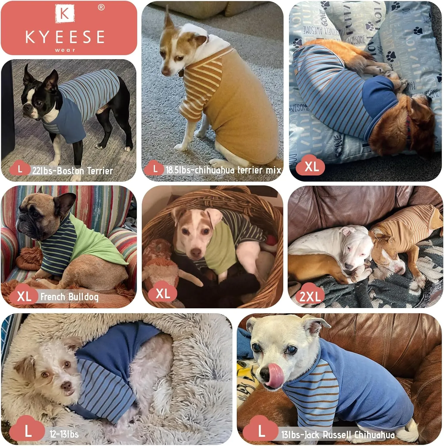 KYEESE 3Pack Dog Sweaters Dachshund Clothes Fleece Comfort Coats Pullover Soft Stretchy for Small Medium Dogs Male Boy Sweatshirt