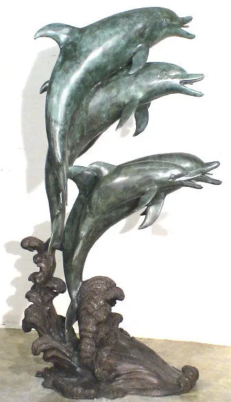 Large 5 Dolphins Fountain on Wave – Ocean-Inspired Water Feature