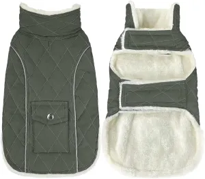 Malier Winter Coat - Windproof Dog Coats with Pocket, Extra Warm Fleece Jacket, Reflective Clothes for Small to Large Dogs and Puppies (Green, Large)