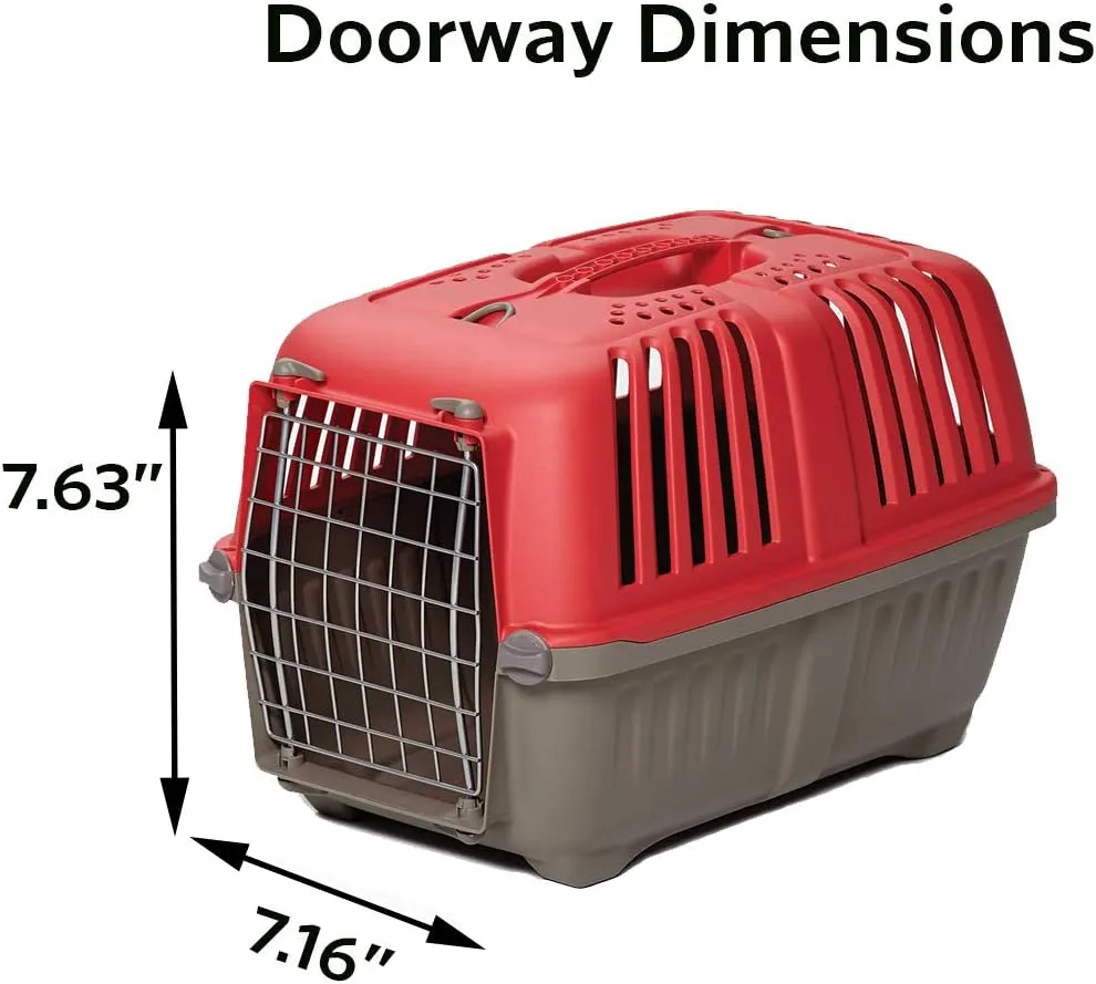 MidWest Homes for Pets Pet Carrier: Hard-Sided Dog Carrier, Cat Carrier, Small Animal Carrier in Red| Inside Dims 17.91L x 11.5W x 12H & Suitable for Tiny Dog Breeds (Pack of 1)