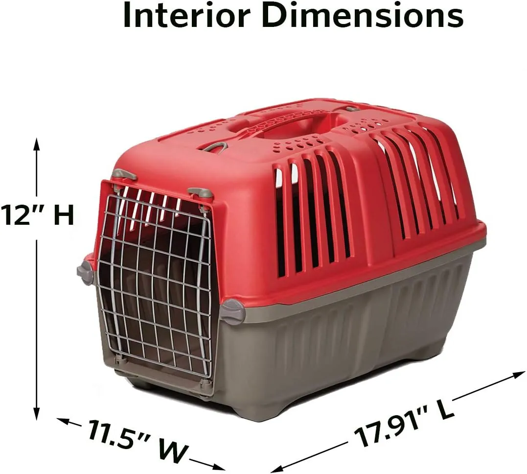 MidWest Homes for Pets Pet Carrier: Hard-Sided Dog Carrier, Cat Carrier, Small Animal Carrier in Red| Inside Dims 17.91L x 11.5W x 12H & Suitable for Tiny Dog Breeds (Pack of 1)