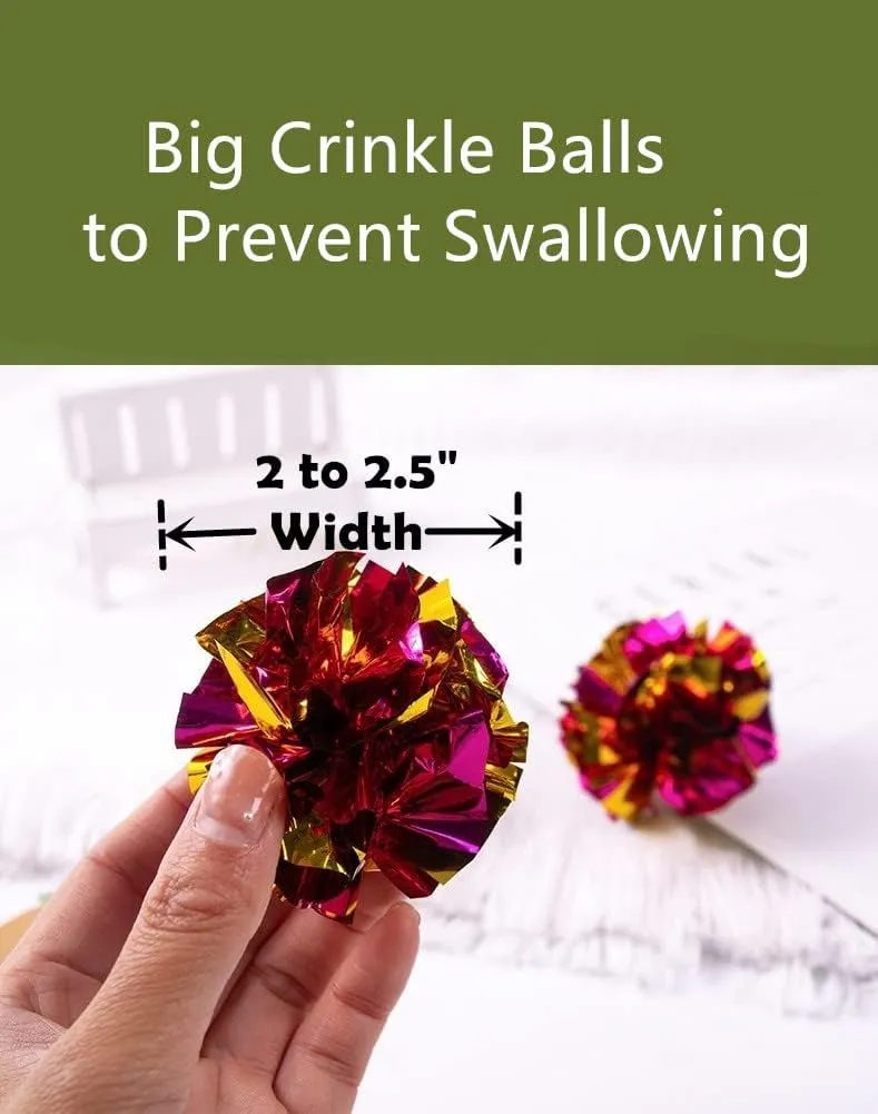 Mylar Crinkle Balls Cat Toys Interactive Crinkle Cat Toy Balls Independent Pet Kitten Cat Toys for Fat Cats Kittens Exercise, Soft and 2 Inch (24 Pack)