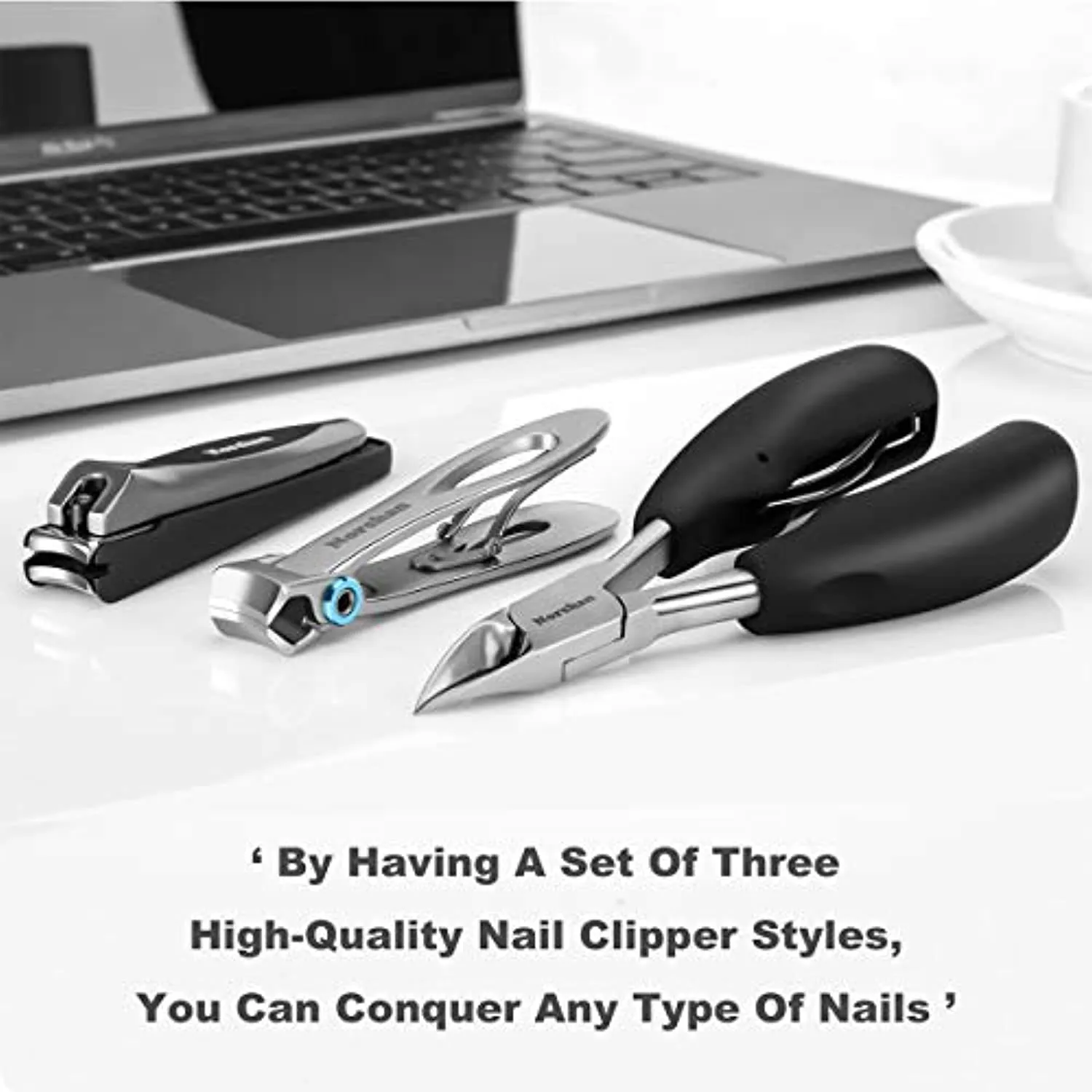 Norchan Large Nail Clippers Set, 3 Pcs Sharp Toenail and Fingernail Clippers for Men and Women (Premium, Big Size, Heavy-Duty Design)