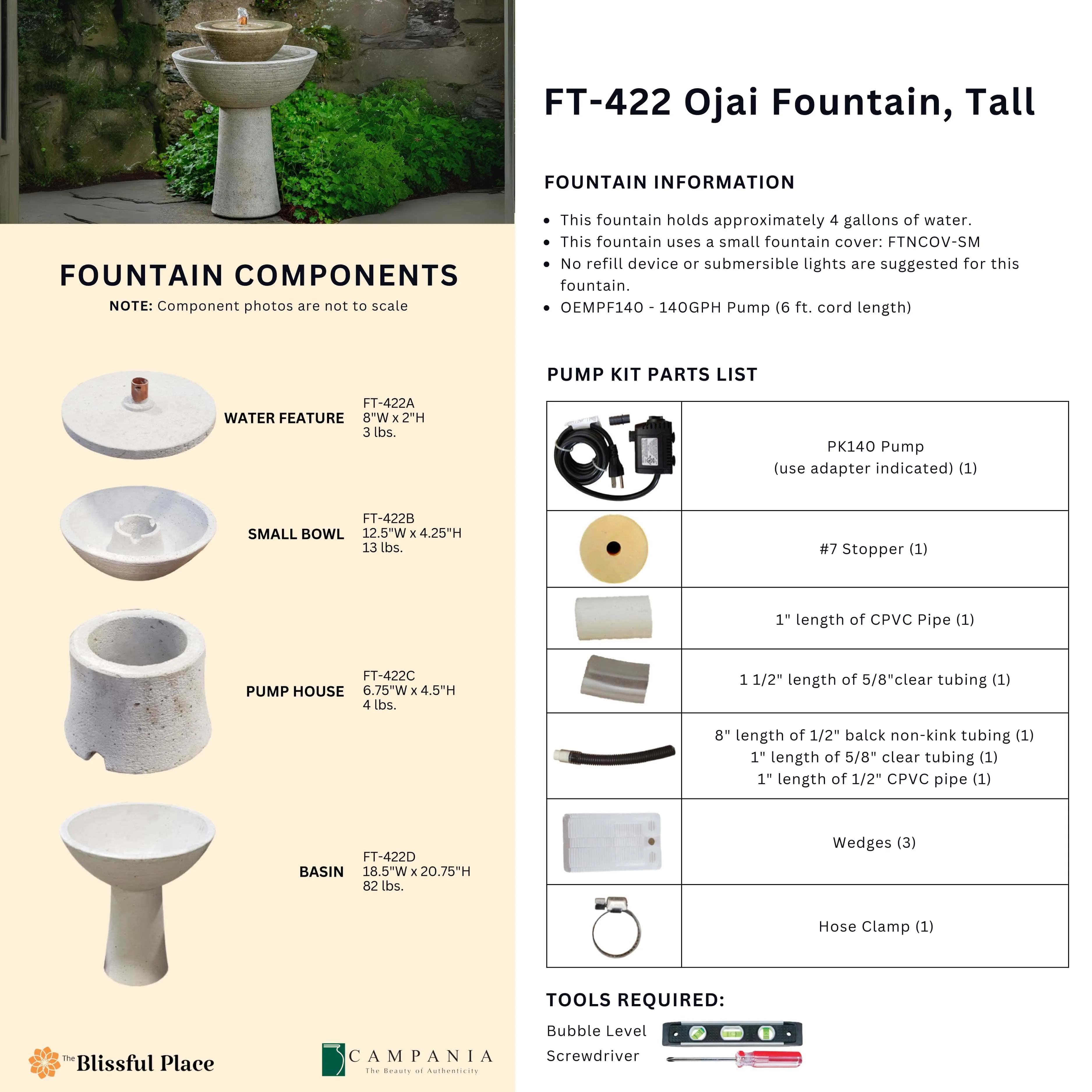 Ojai Fountain, Tall Campania International