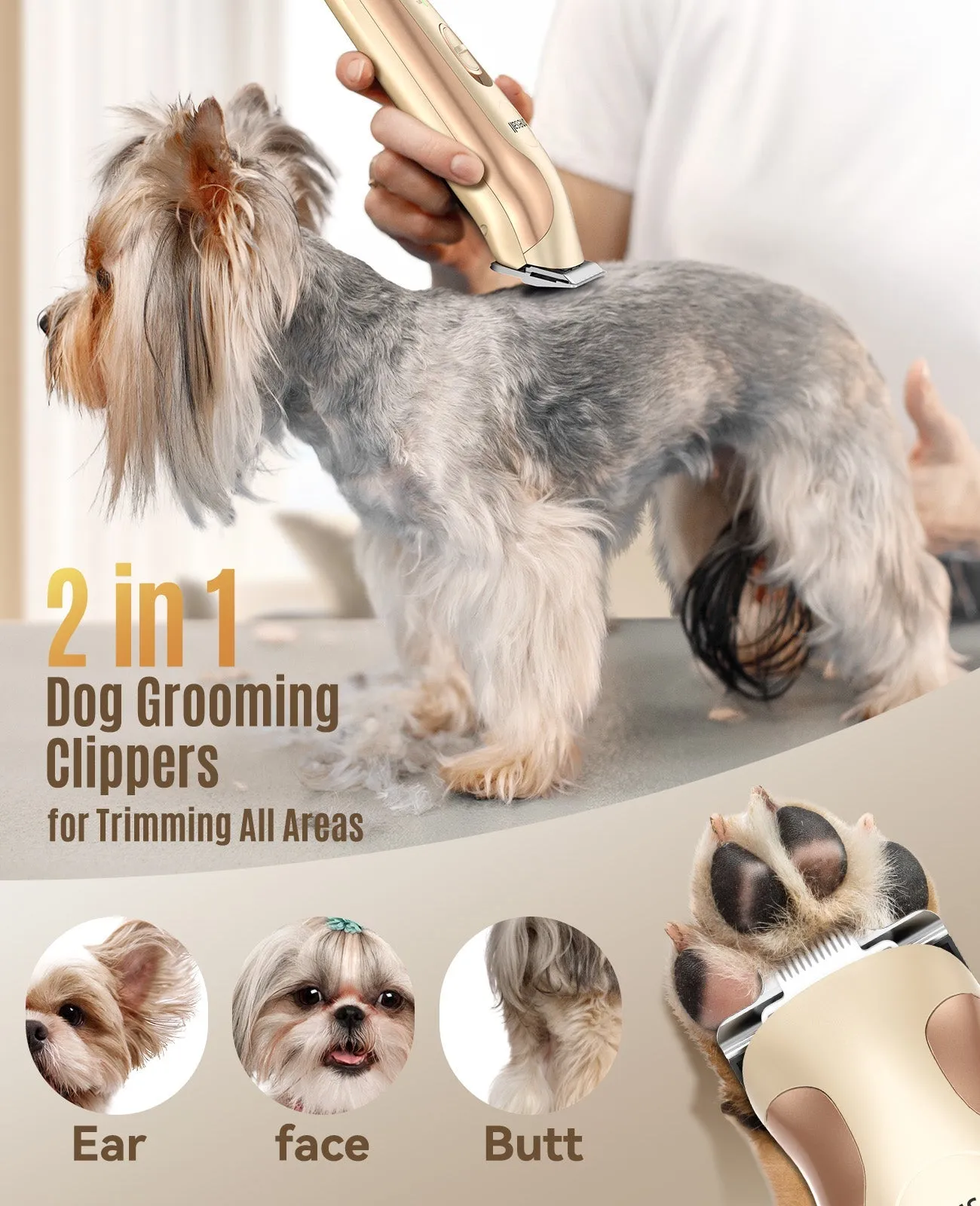 Oneisall DTJ002 Dog Clipper with Double Blades for Dog Paw Grooming Trimmer