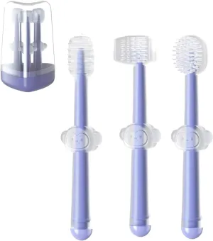 PandaEar 3 Pack Silicone Toddler Toothbrushes 0 to 18 Months, Baby Tongue Cleaner   U-Shaped ToothScrubber   First Toothbrush Teething, Gum Oral Cleaner
