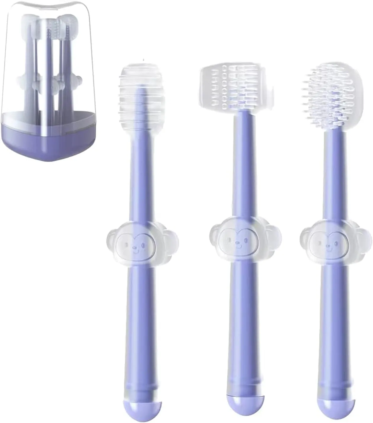 PandaEar 3 Pack Silicone Toddler Toothbrushes 0 to 18 Months, Baby Tongue Cleaner   U-Shaped ToothScrubber   First Toothbrush Teething, Gum Oral Cleaner