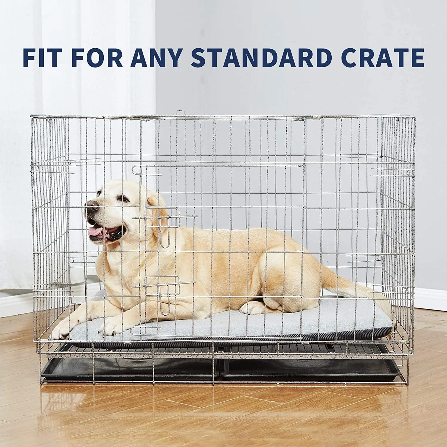 Panku Orthopedic Dog Beds for Large Dogs, Dog Pad for Crate with Durable Washable Waterproof Linen Removable Cover, Grey