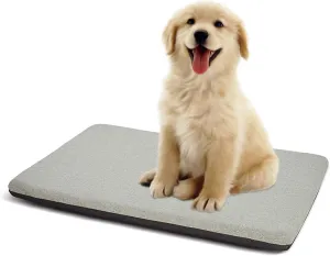 Panku Orthopedic Dog Beds for Median Dogs, Dog Pad for Crate with Durable Washable Waterproof Linen Removable Cover, Grey