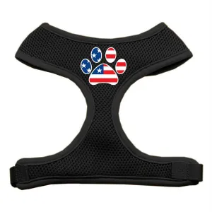 Paw Flag USA Screen Print Soft Mesh Harness Black Large