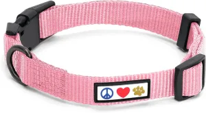 Pawtitas Adjustable Dog Collar - Heavy Duty, Waterproof, Quick-Release Buckle - Light Pink, Extra Small