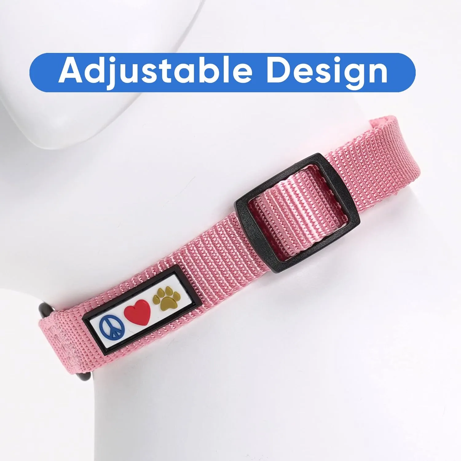 Pawtitas Adjustable Dog Collar - Heavy Duty, Waterproof, Quick-Release Buckle - Light Pink, Extra Small