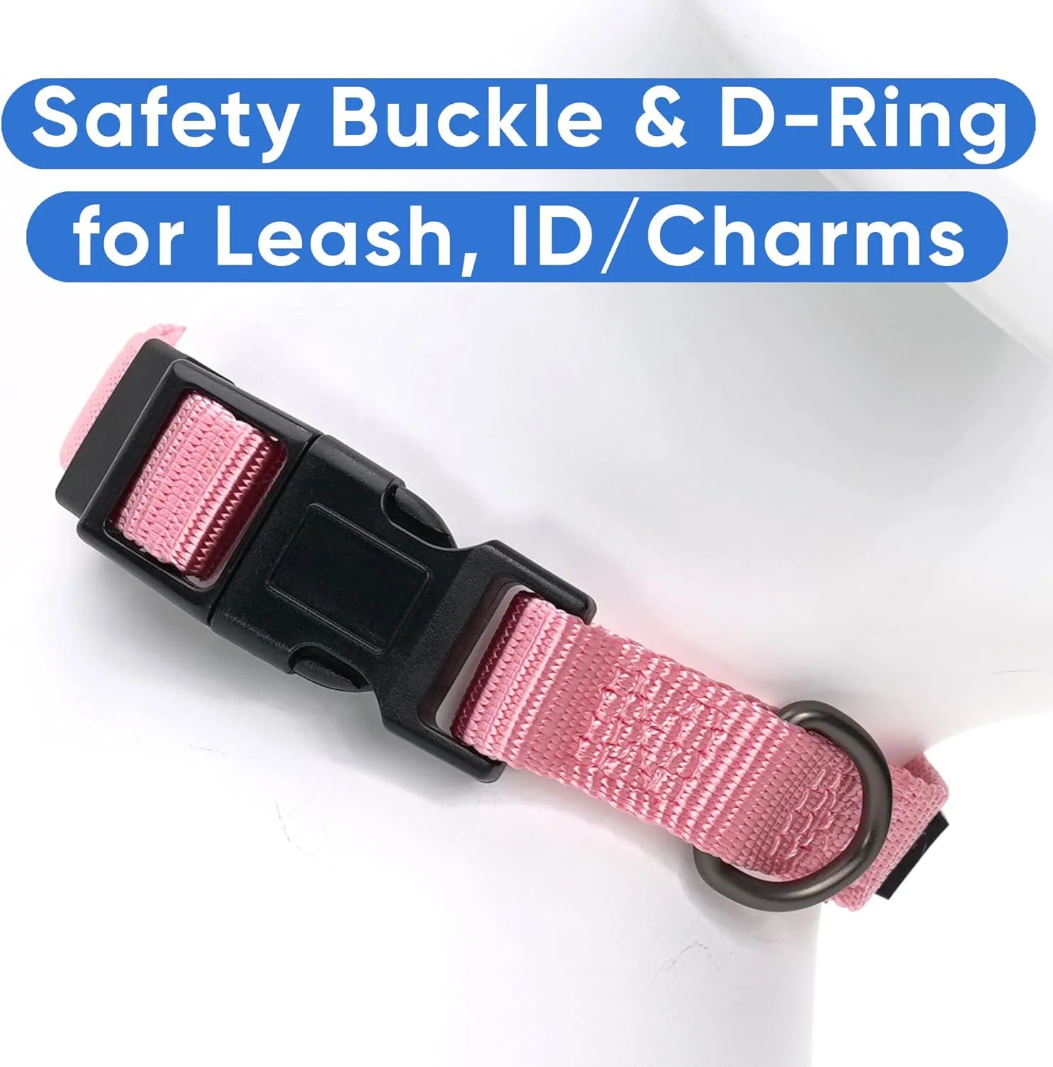 Pawtitas Adjustable Dog Collar - Heavy Duty, Waterproof, Quick-Release Buckle - Light Pink, Extra Small