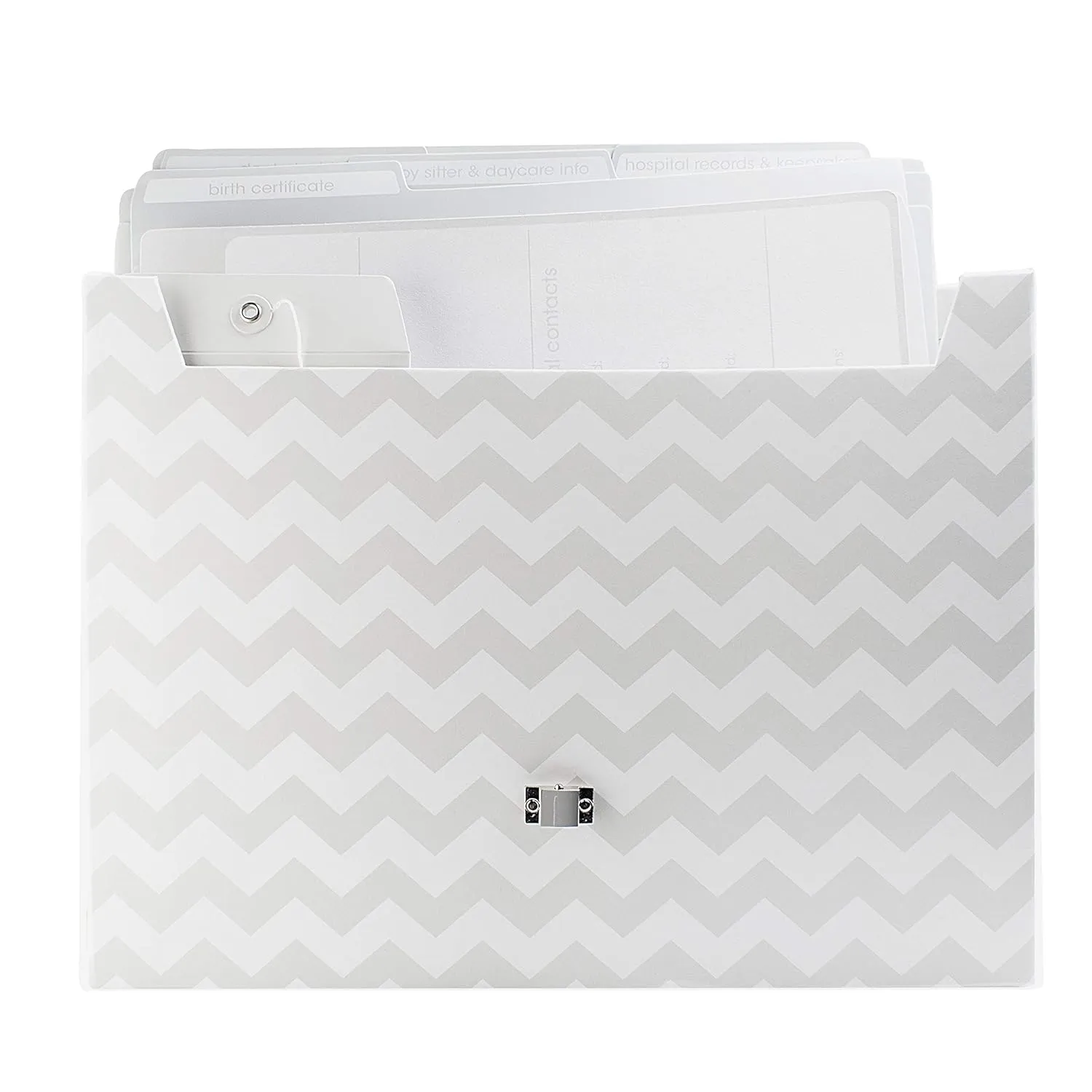 Pearhead Baby Briefcase and Document Organizer, All In One Expanding File Folder, Baby's Paperwork and Records, Newborn Keepsake and Memory Box with Labels, Baby Girl or Baby Boy Gift, Gray Chevron