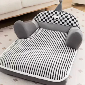 Pet Couch BedPet Bed for Medium Small Cats & DogsFluffy Cat Sofa with Premium Soft Corduroy FleeceSoft Calming Cat Sofa Beds for Cats Anti-Slip Bottom and Removable Washable Cover (grey, Small)
