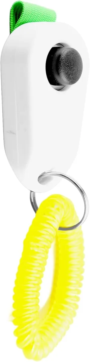Pet Dog Training Clicker with Wrist Bands Strap Assorted Color Dog Positive Behavior Rein Forcer for Pets All Ages Puppy and Adult Dogs Built in Poop Bag Dispenser Easily Carrying