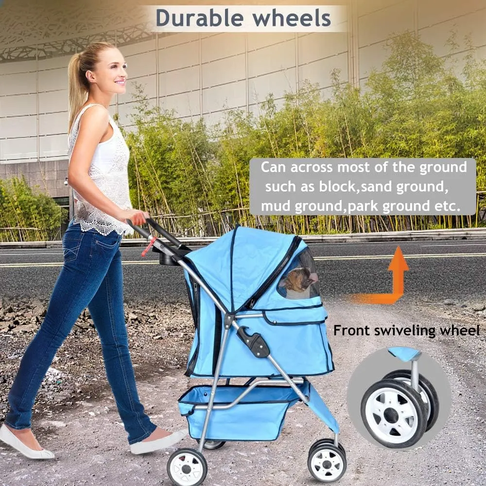 Pet Stroller Dog Stroller Cat Stroller 3 Wheels Pet Stroller Pet Jogging Stroller Pet Jogger Stroller Dog/Cat Cage Travel Lite Foldable Carrier Strolling Cart