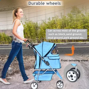 Pet Stroller Dog Stroller Cat Stroller 3 Wheels Pet Stroller Pet Jogging Stroller Pet Jogger Stroller Dog/Cat Cage Travel Lite Foldable Carrier Strolling Cart