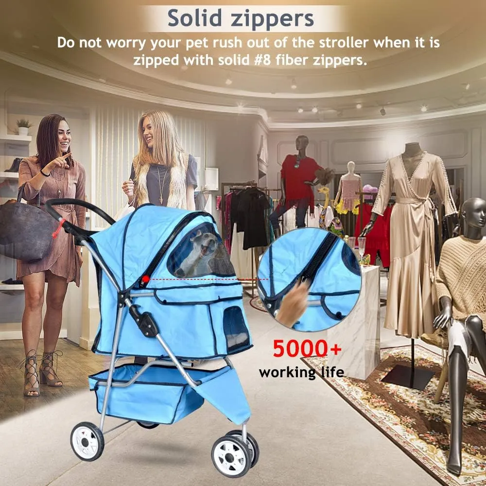 Pet Stroller Dog Stroller Cat Stroller 3 Wheels Pet Stroller Pet Jogging Stroller Pet Jogger Stroller Dog/Cat Cage Travel Lite Foldable Carrier Strolling Cart