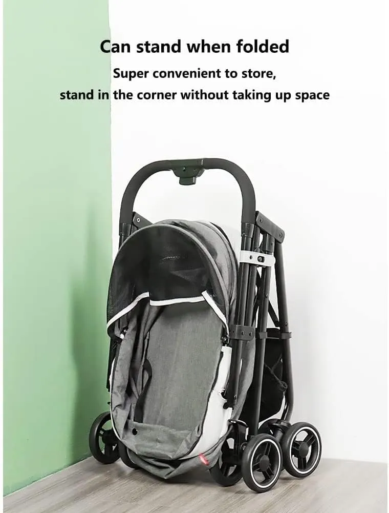 Pet Stroller Dog Stroller Travel Carriers for Dogs and Cats with 360 Swivel Front Wheels and Suspension That Can Be Folded at The Touch of A Button (Blue) (Grey)