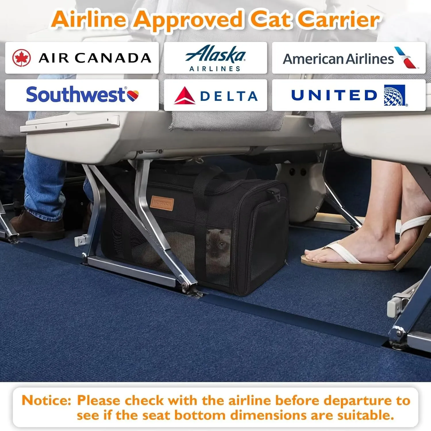 PETUX Pet Carrier Airline Approved for Small Cats, 17"x11"x9.5" Cat Carrier Soft with Anti-Scratch Mesh, Top Open Portable Cat Travel Carriers with Little Box for Cats Up to 15 Lbs (Black)