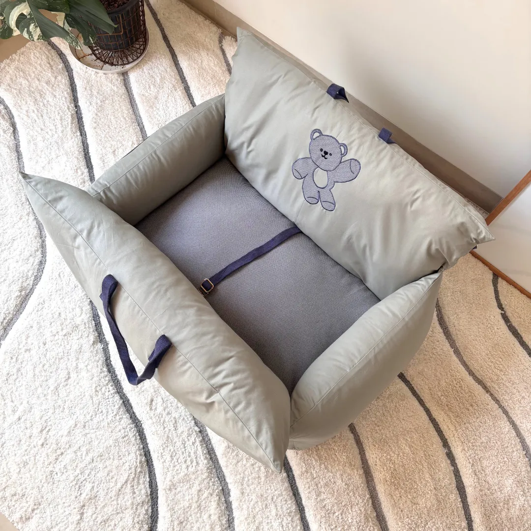 PoochMate Travel Bed for Small Dogs : 22X22 Mint & Blue Teddy