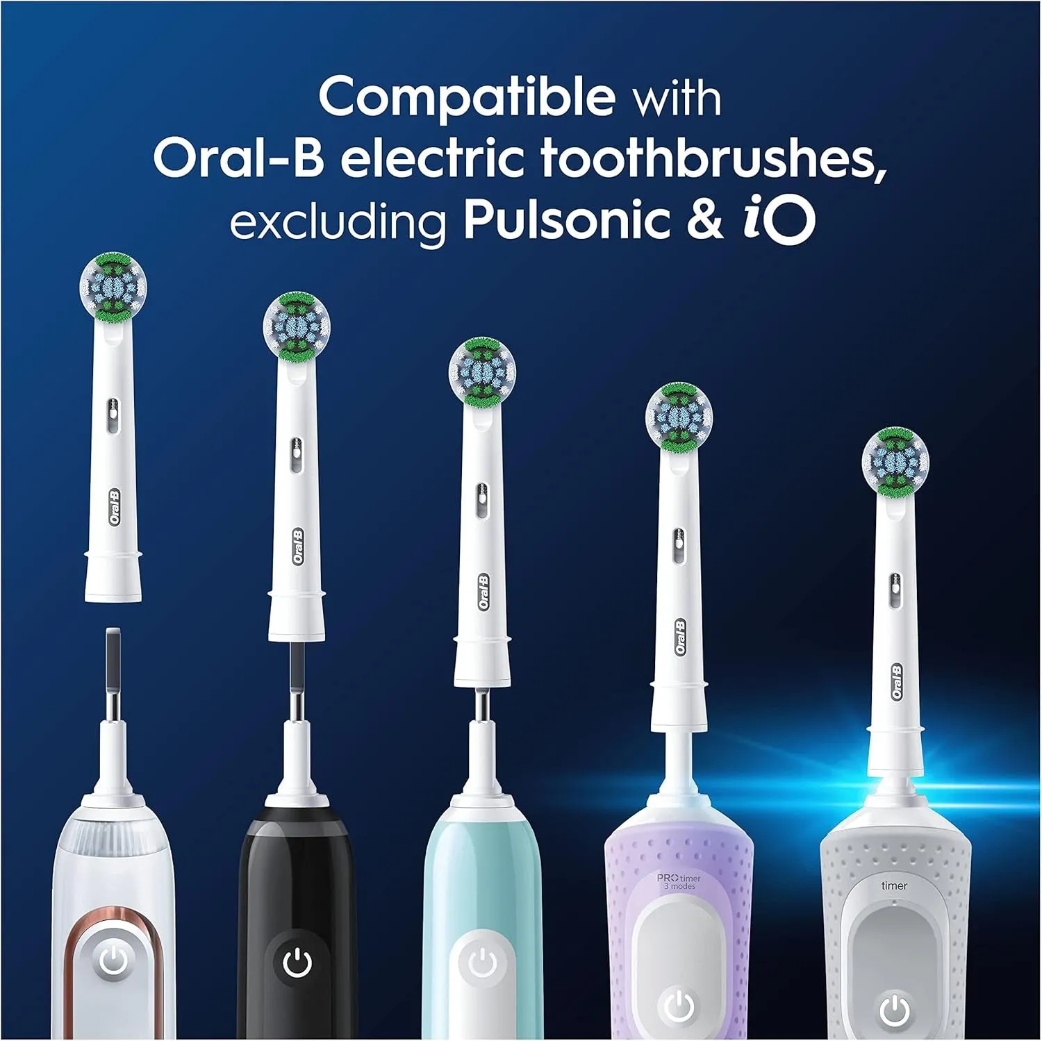 Pro Precision Clean Electric Toothbrush Head, X-Shape And Angled Bristles for Deeper Plaque Removal, Pack of 8 Toothbrush Heads, White