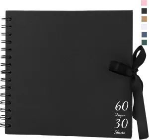 Scrapbook Album with 60 Pages Thick Kraft Paper, 1010in Black DIY Photo Book, Large Memory Book with Photo Corners for Baby Family Lovers Pets