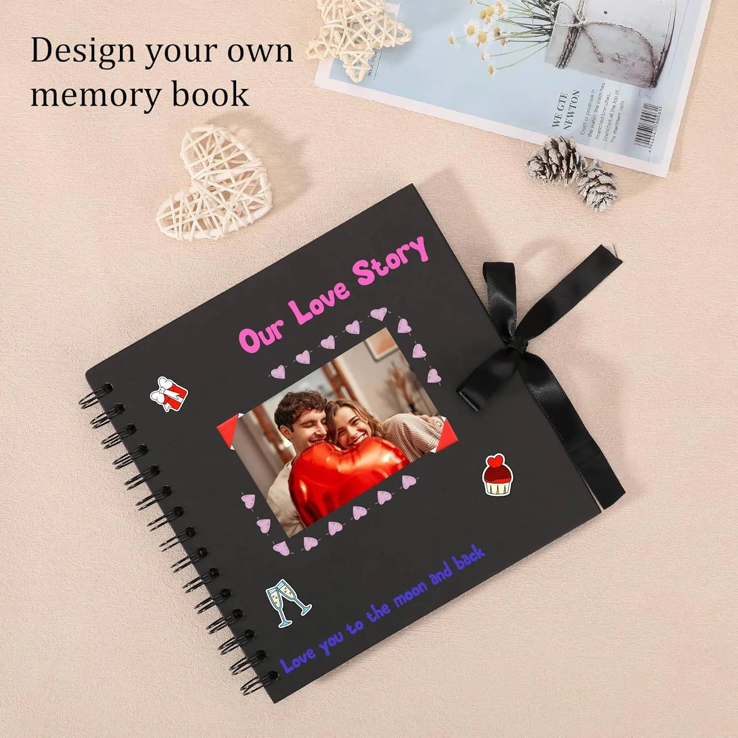 Scrapbook Album with 60 Pages Thick Kraft Paper, 1010in Black DIY Photo Book, Large Memory Book with Photo Corners for Baby Family Lovers Pets