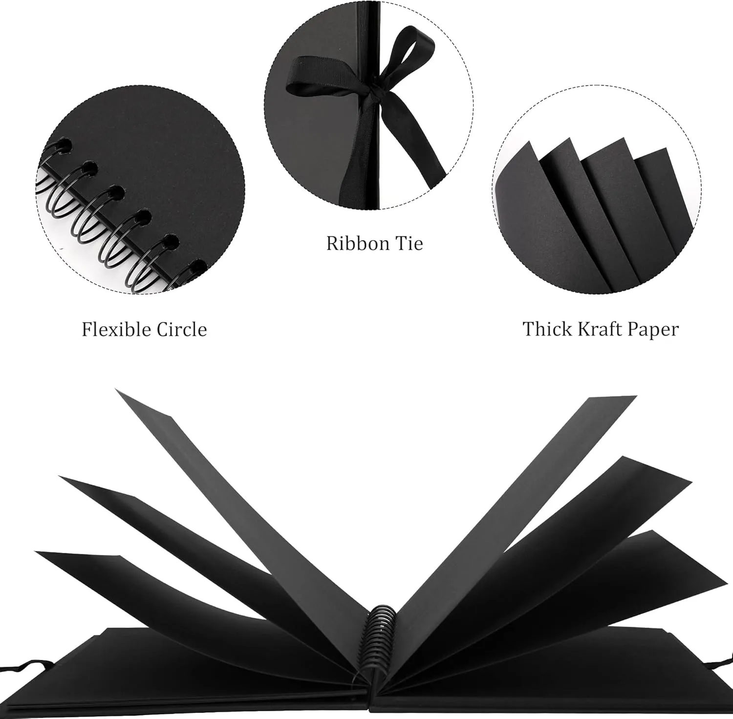 Scrapbook Album with 60 Pages Thick Kraft Paper, 1010in Black DIY Photo Book, Large Memory Book with Photo Corners for Baby Family Lovers Pets