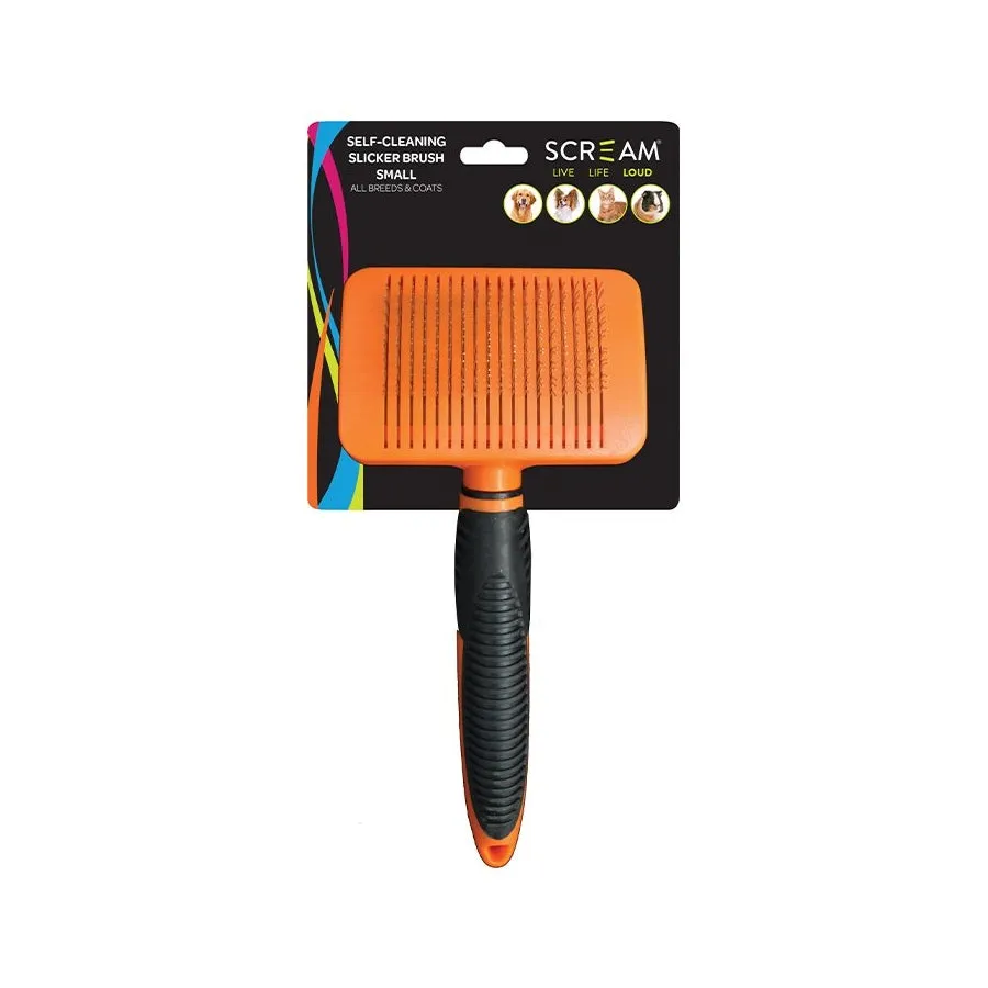 Scream Self Cleaning Slicker Brush Loud Orange