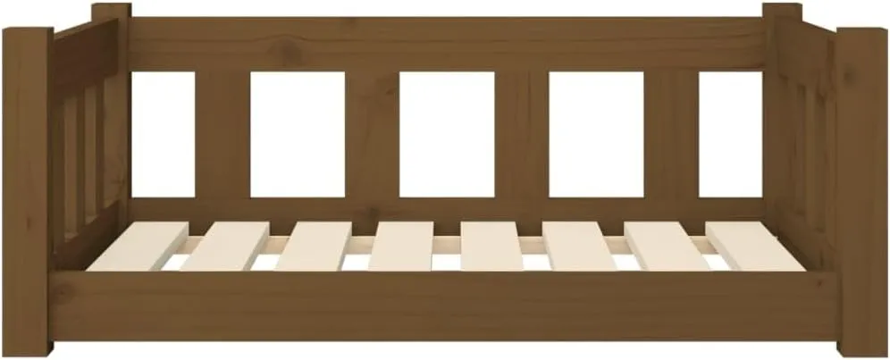 Solid Pine Wood Dog Bed, Solid Wood Pet Bed, Kennel Furniture Cat & Dog Bed Frame with Supporting Sidewalls Types of Dogs, Honey Brown 29.7"x21.9"x11" Solid Wood Pine,-531