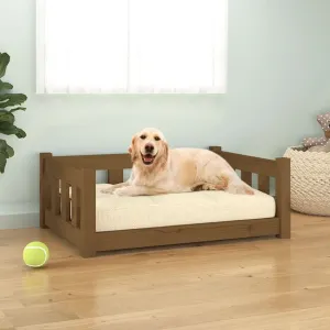 Solid Pine Wood Dog Bed, Solid Wood Pet Bed, Kennel Furniture Cat & Dog Bed Frame with Supporting Sidewalls Types of Dogs, Honey Brown 29.7"x21.9"x11" Solid Wood Pine,-531