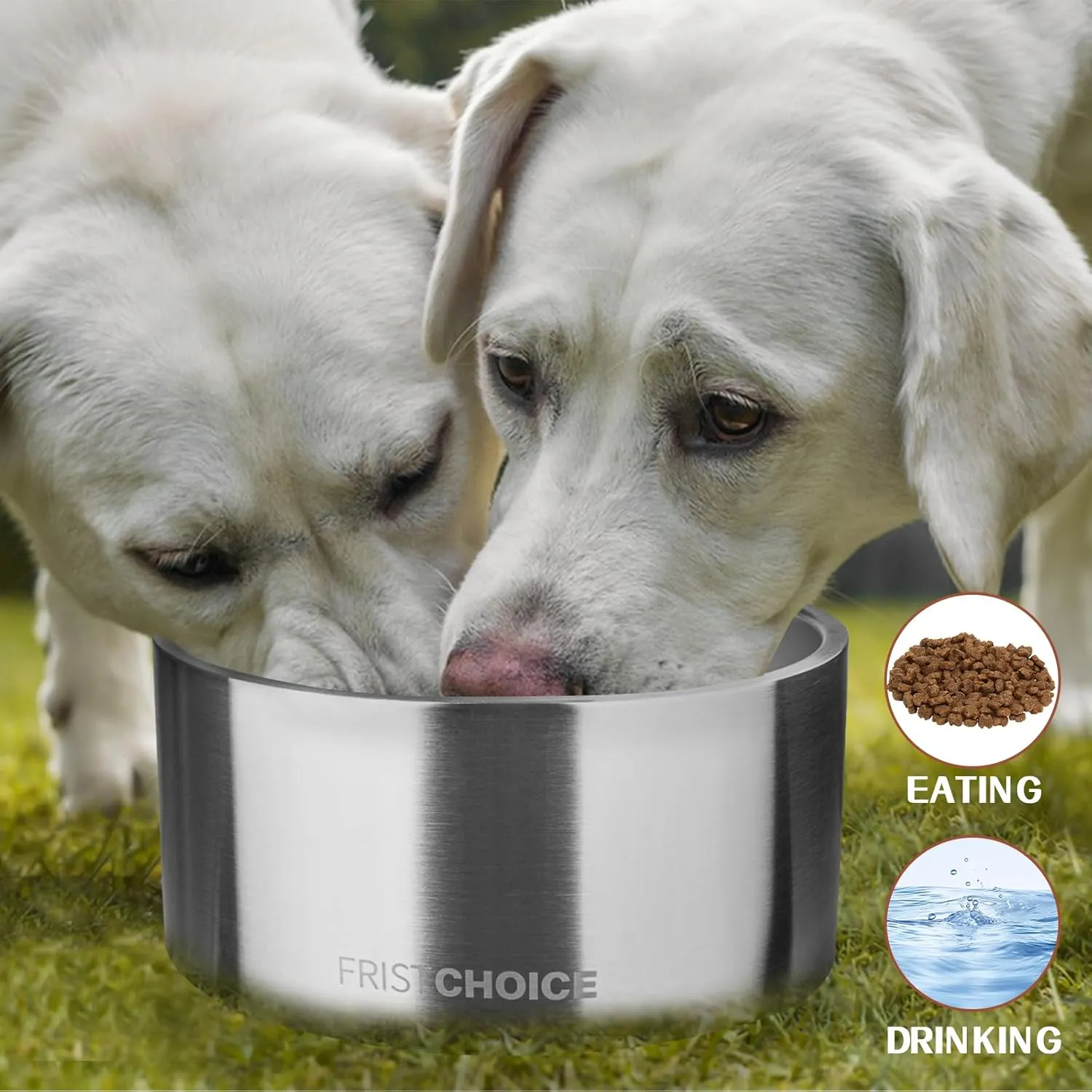 Stainless Steel Dog Bowls with Non-Slip Rubber Bottom,Insulated Dog Water Bowl for Large Dogs,Heavy Duty Metal Cold Pet Food Bowl,Rustproof,Dishwasher Safe (200oz,Silver)
