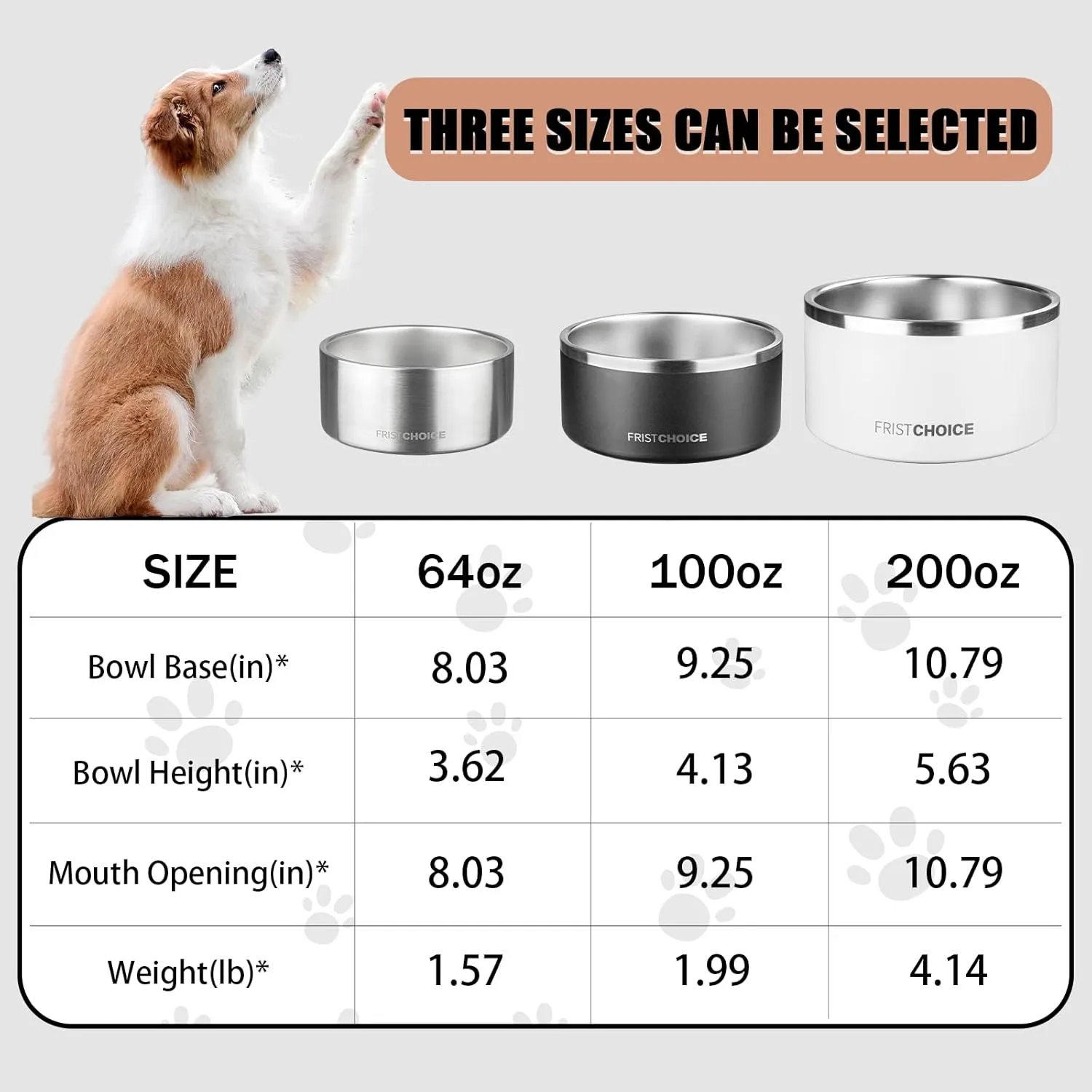 Stainless Steel Dog Bowls with Non-Slip Rubber Bottom,Insulated Dog Water Bowl for Large Dogs,Heavy Duty Metal Cold Pet Food Bowl,Rustproof,Dishwasher Safe (200oz,Silver)