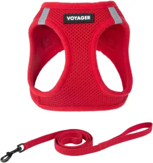 Voyager Step-in Air Cat Leash Harness Set - All Weather Mesh, Step in Vest Harness for Small and Large Cats by Best Pet Supplies - Red, M (Chest 15-17")