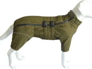 Warm Double Layers Dog Vest - 4 Legs Covered Windproof Waterproof Reflective Coat for Small Medium Large Dogs - Outdoor Skating Costume - Olive M