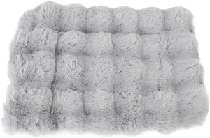 Washable Soft Fluffy Dog Crate Bed, Dog Bed Mat, Comfort Fluffy Kennel Pad with Anti Slip Bottom, Plush Pet Sleeping Mat, Furniture Protector for Large Medium Small Dogs Cats (S)