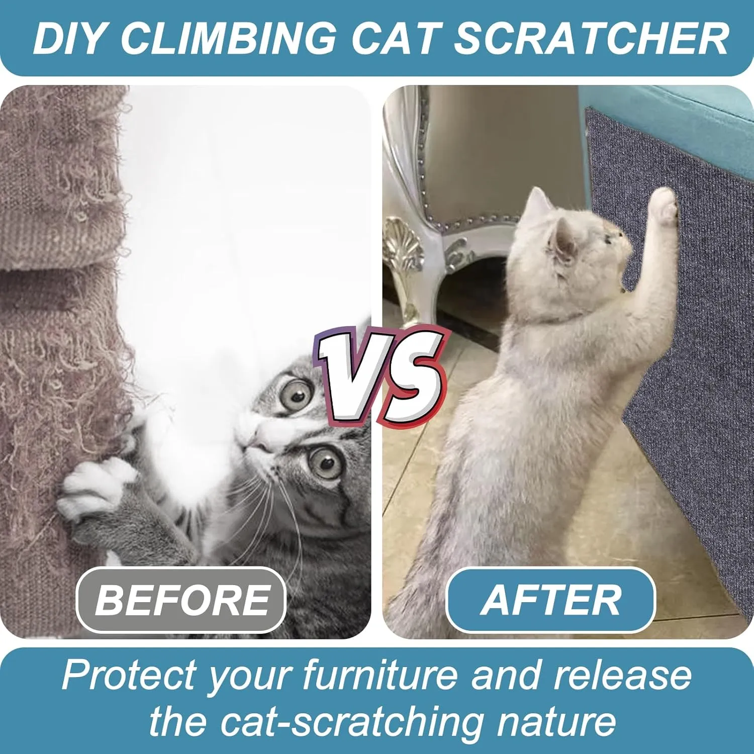 XANGNIER DIY Climbing Cat Scratcher Mat,3 Pack Trimmable Self Adhesive Cat Scratching Pads,23.6"X11.7"Cat Scratching Protector Board for Couch Furniture Wall Corner Cat Tree Post Carpet Shelf Shelves